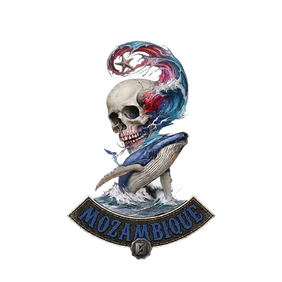 Projekt koszulki Mozambique Ocean Skull