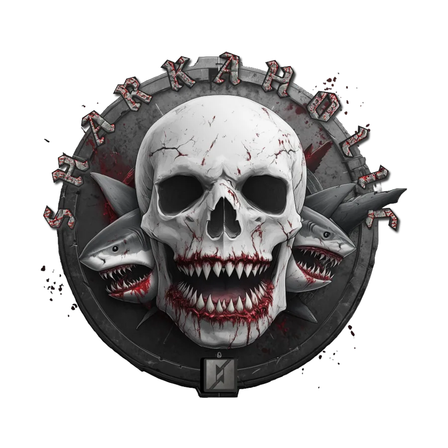 Projekt koszulki Shark Skull Trio